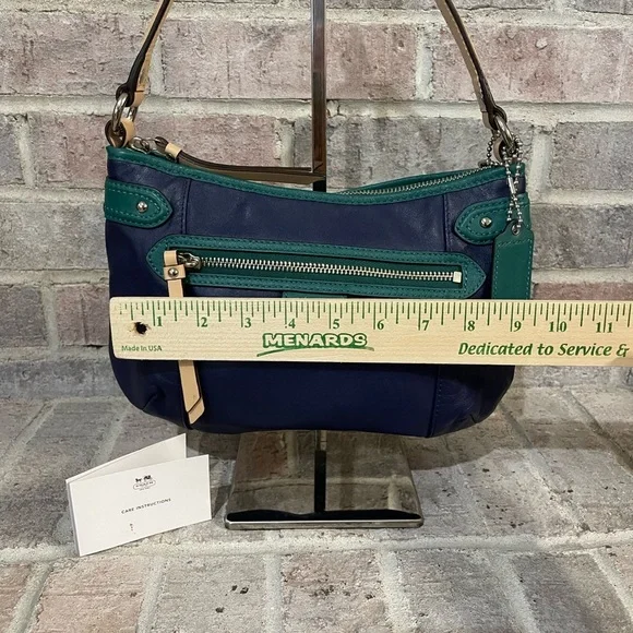 Coach Blue and Green Shoulder Bag with Adjustable Strap - Picture 8 of 8